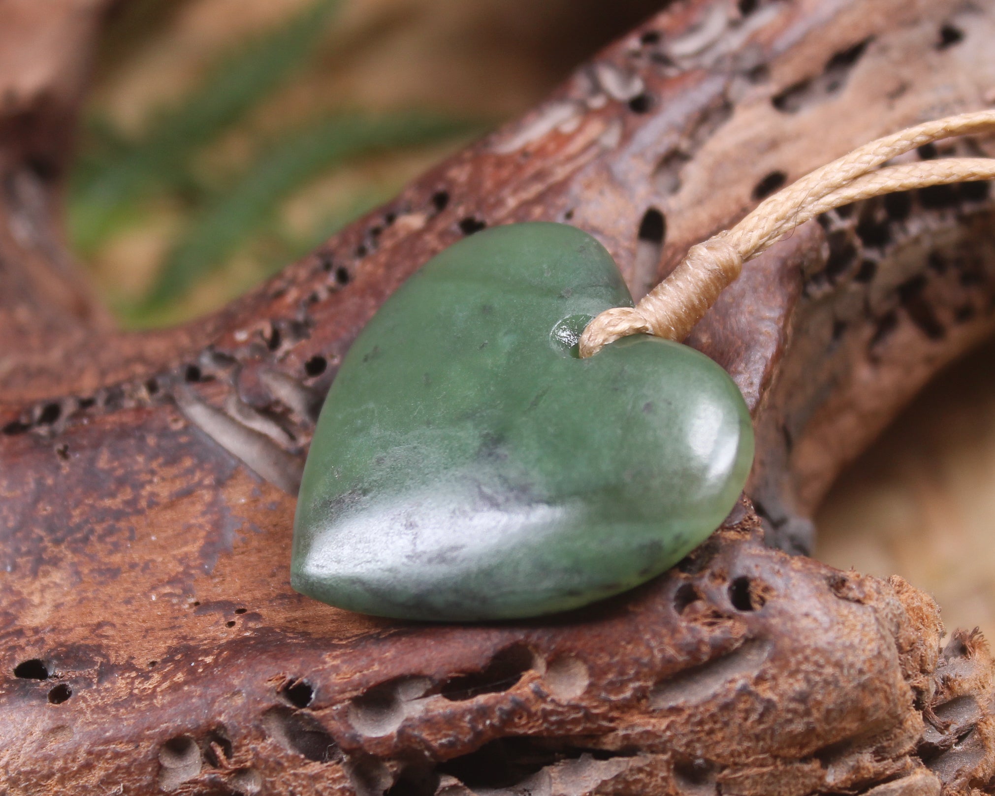 Heart carved from Hapopo Pounamu - NZ Greenstone