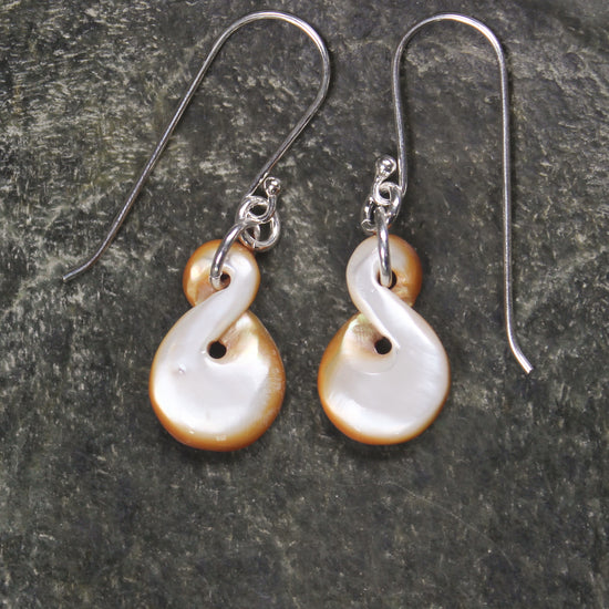 Twist Earrings carved from mother of pearl