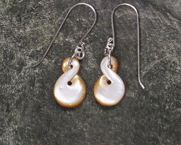 Twist Earrings carved from mother of pearl