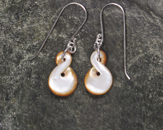 Twist Earrings carved from mother of pearl