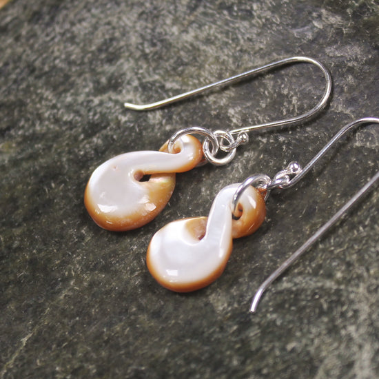 Twist Earrings carved from mother of pearl