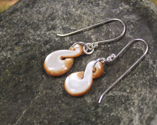 Twist Earrings carved from mother of pearl