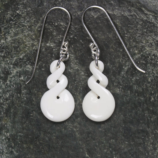 Twist Earrings carved from beef bone
