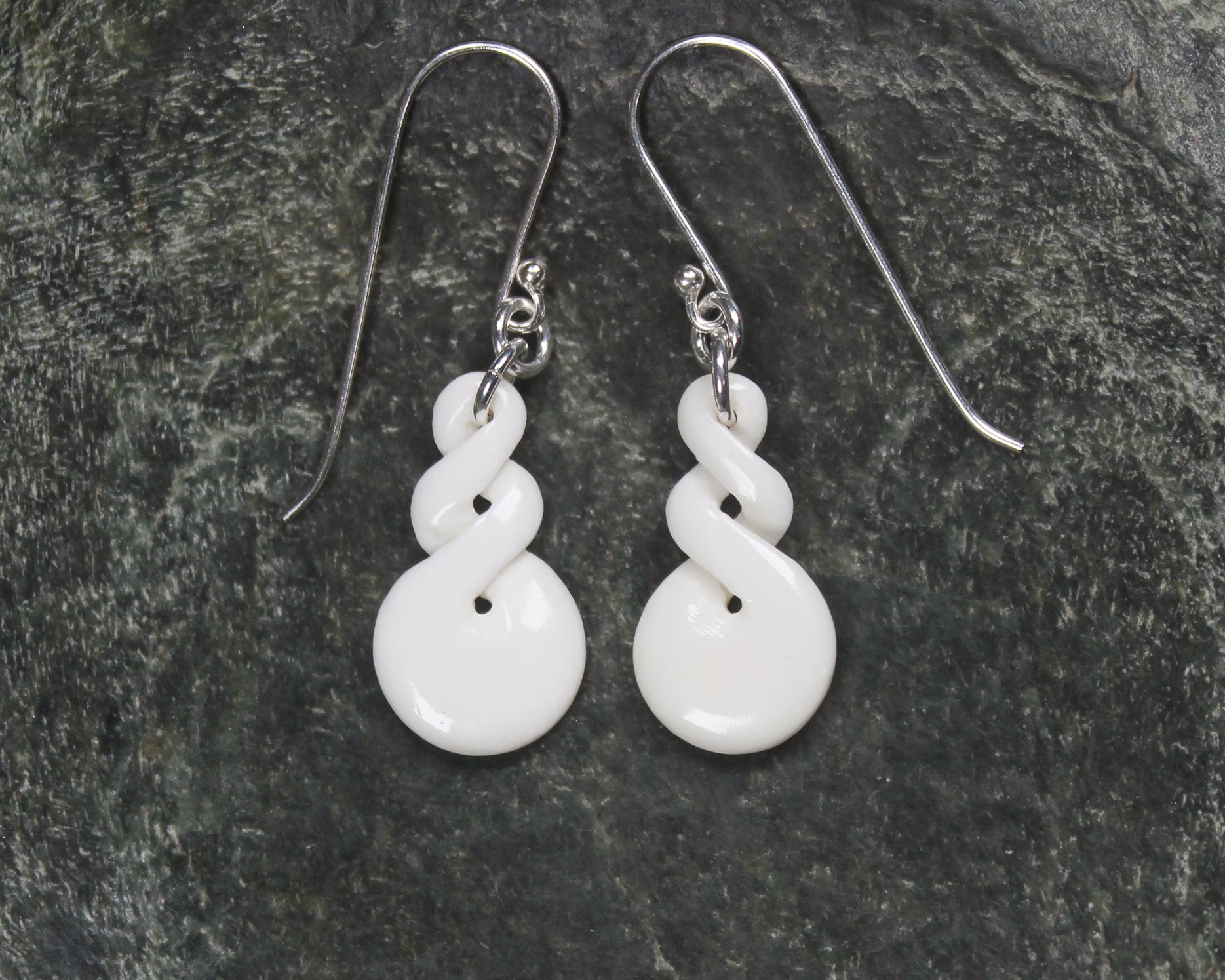 Twist Earrings carved from beef bone