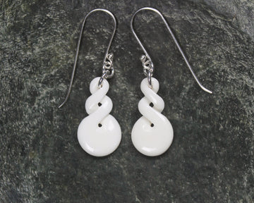 Twist Earrings carved from beef bone
