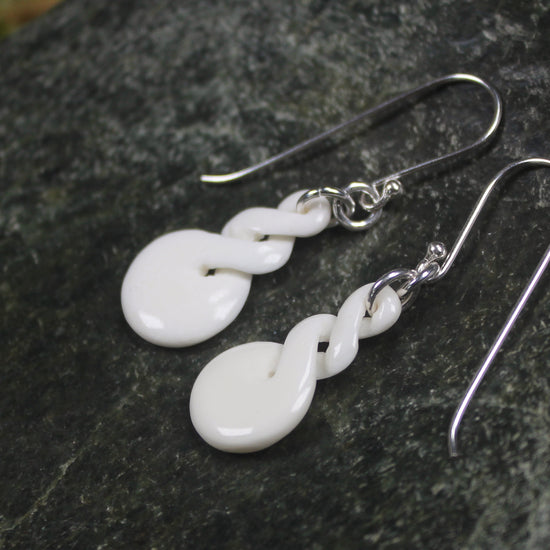 Twist Earrings carved from beef bone