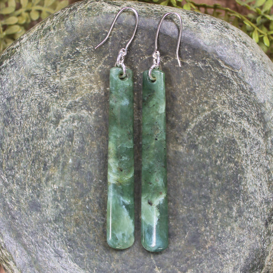 Roimata or Teardrop earrings carved from Kawakawa Pounamu - NZ Greenstone