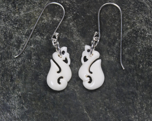 beef bone manaia earrings