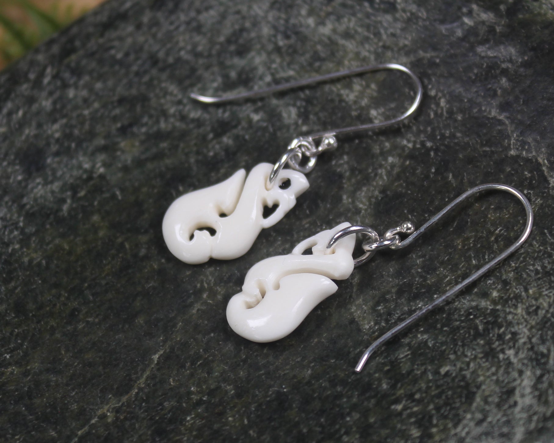 beef bone manaia earrings