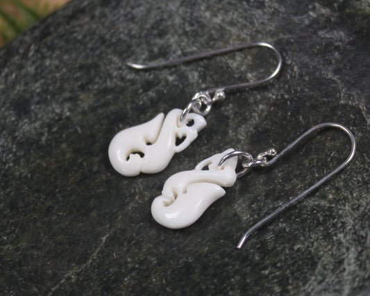 beef bone manaia earrings