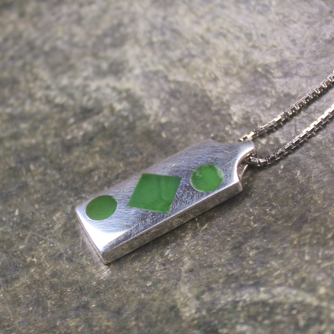 Hapopo Pounamu pendant set in Sterling Silver - NZ Greenstone