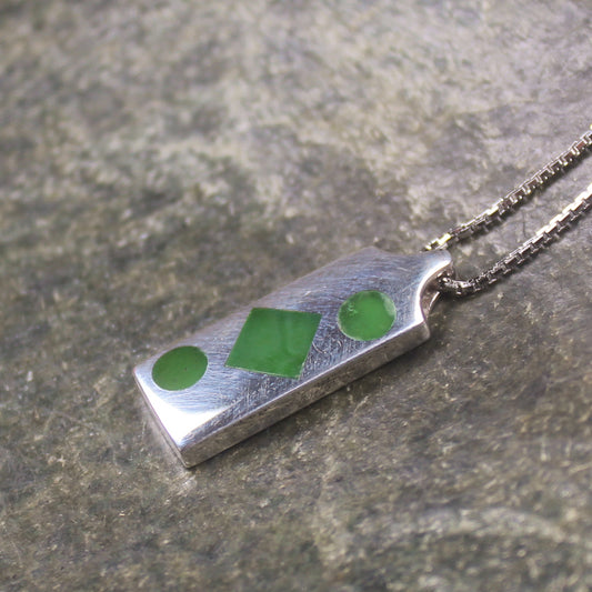 Hapopo Pounamu pendant set in Sterling Silver - NZ Greenstone