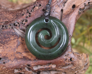 Koru pendant carved from Kawakawa Pounamu - NZ Greenstone