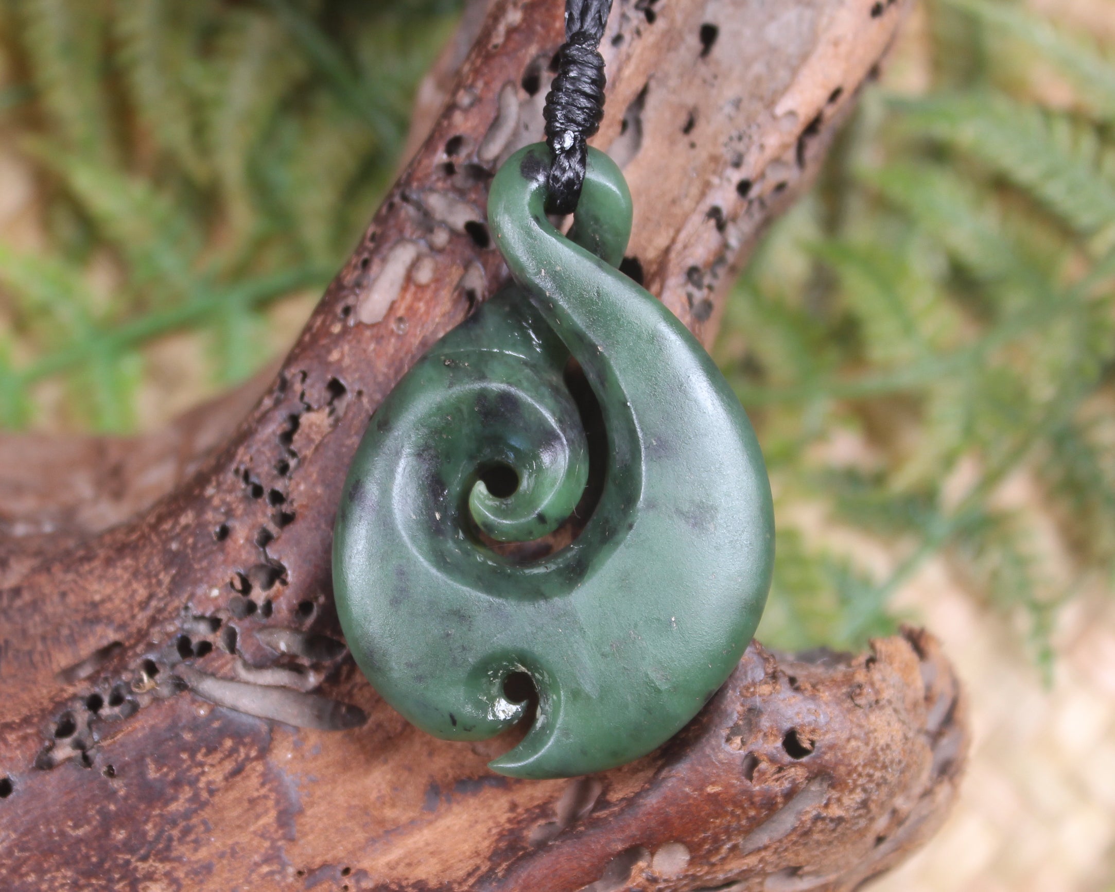 Koru Twist carved from Hapopo Pounamu - NZ Greenstone