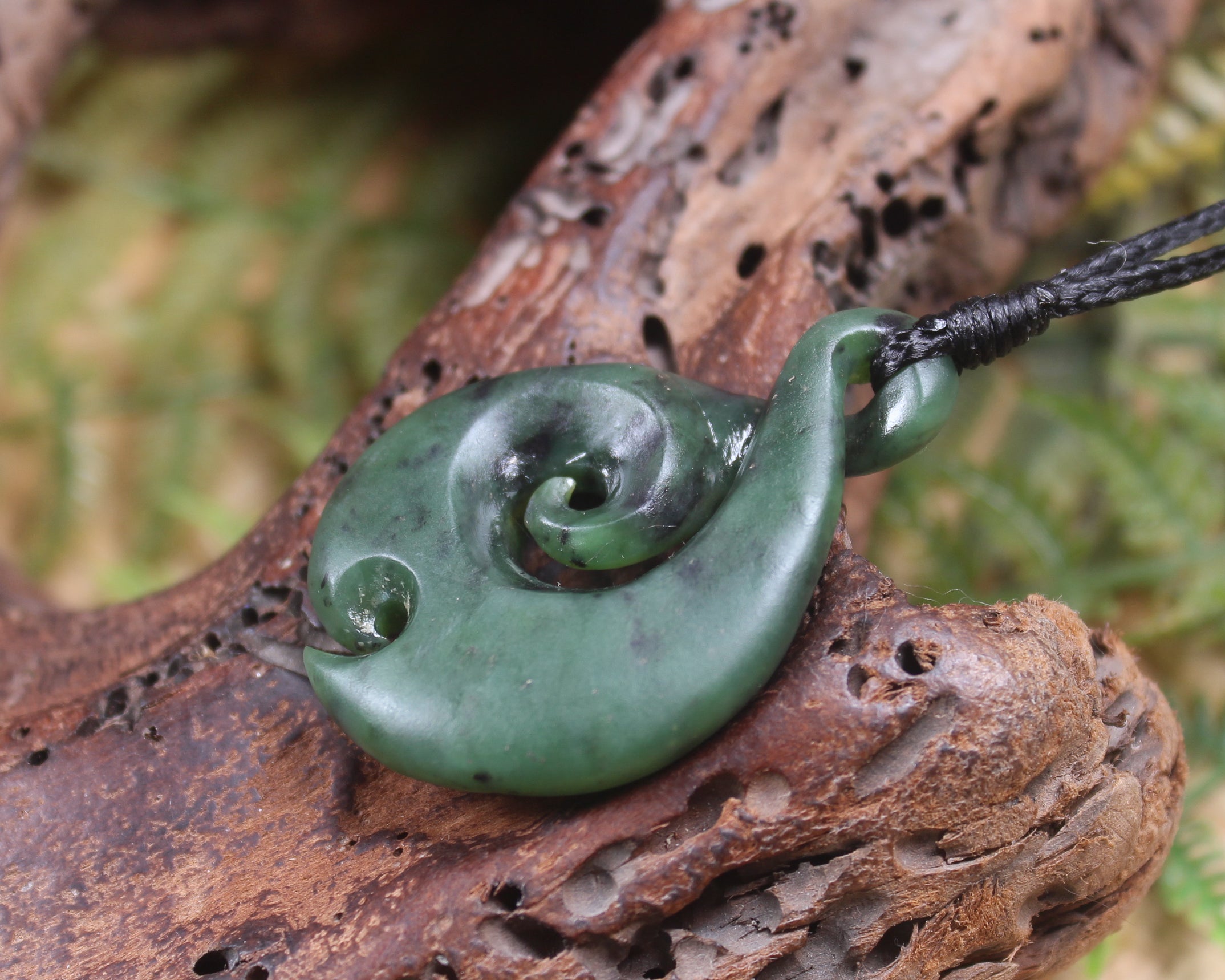 Koru Twist carved from Hapopo Pounamu - NZ Greenstone