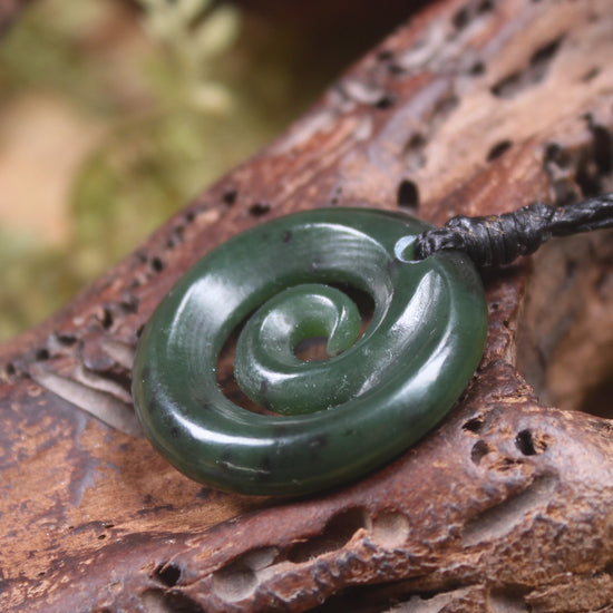 Koru pendant carved from Kawakawa Pounamu - NZ Greenstone