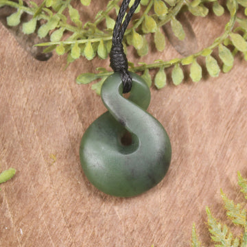 Twist or Pikorua carved from Hapopo Pounamu - NZ Greenstone