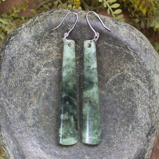 Roimata or Teardrop earrings carved from Kawakawa Pounamu - NZ Greenstone