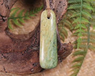 Toki or Adze Pendant carved from Flower Jade Pounamu - NZ Greenstone