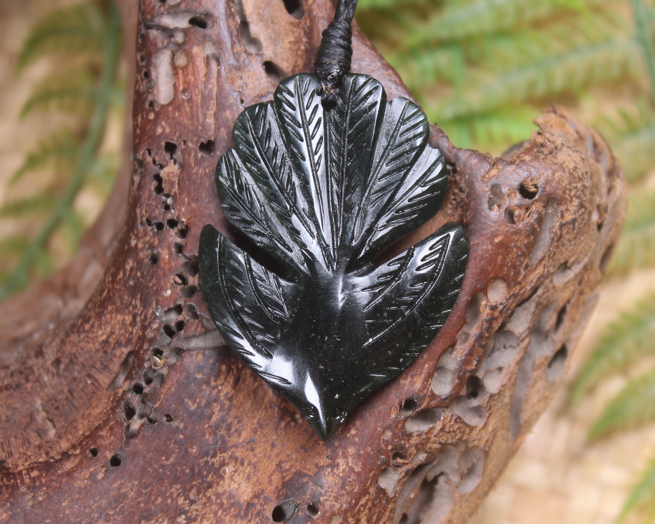 Pīwakawaka or Fantail Bird Pendant carved from Kawakawa Pounamu - NZ Greenstone
