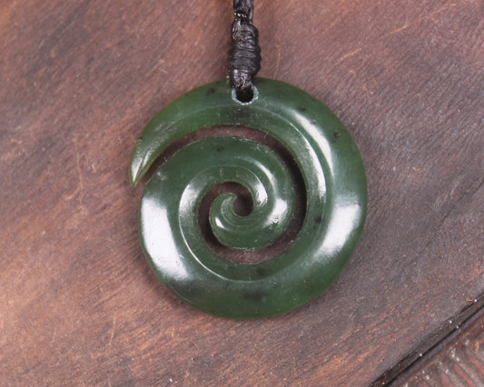 Koru pendant carved from Kawakawa Pounamu - NZ Greenstone
