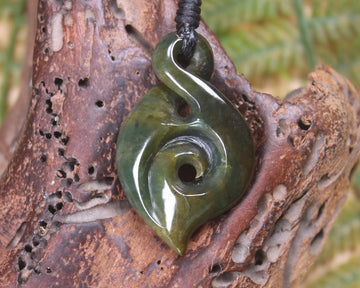 Koru Twist carved from Rimu Pounamu - NZ Greenstone
