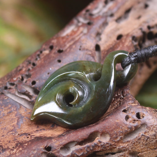 Koru Twist carved from Rimu Pounamu - NZ Greenstone