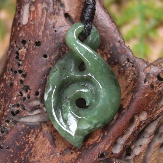 Koru Twist carved from Hapopo  Pounamu - NZ Greenstone