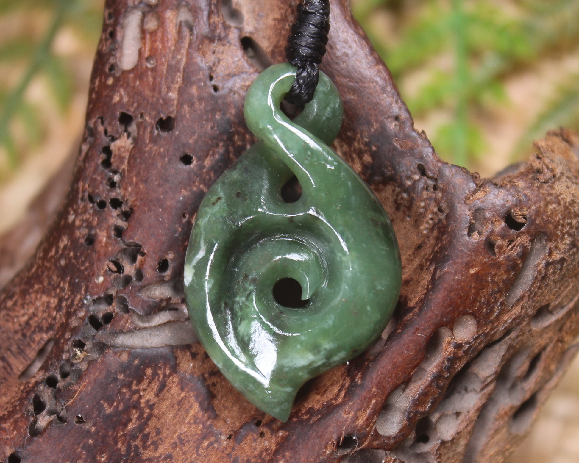 Koru Twist carved from Hapopo  Pounamu - NZ Greenstone