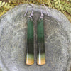 Roimata or Teardrop earrings carved from Flower Jade Pounamu - NZ Greenstone