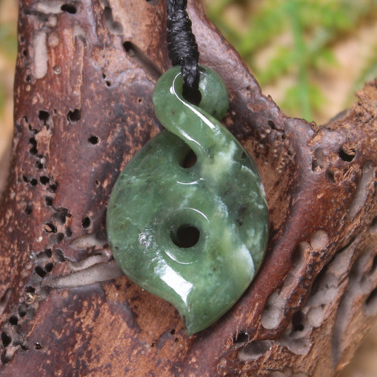 Koru Twist carved from Hapopo  Pounamu - NZ Greenstone