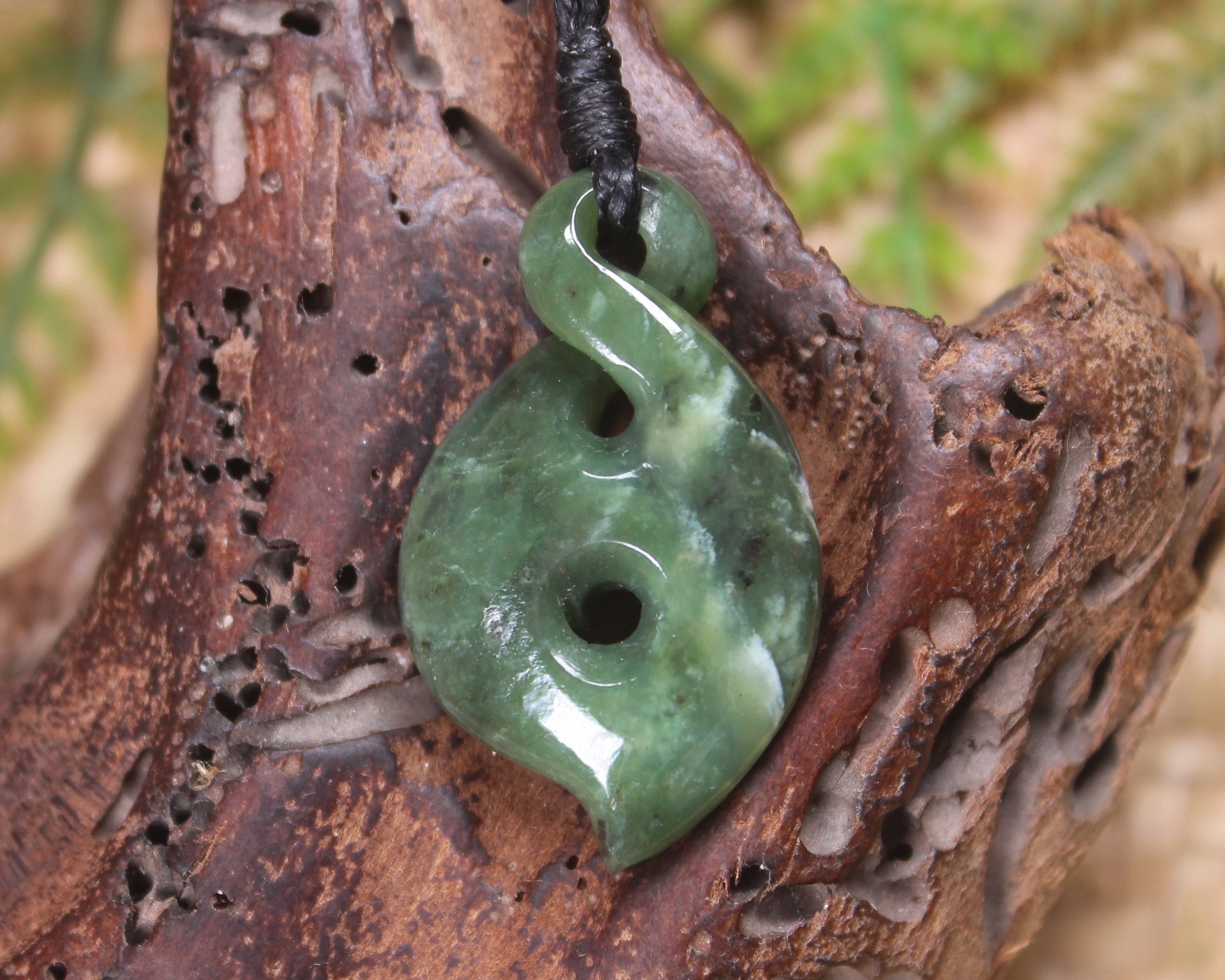 Koru Twist carved from Hapopo  Pounamu - NZ Greenstone