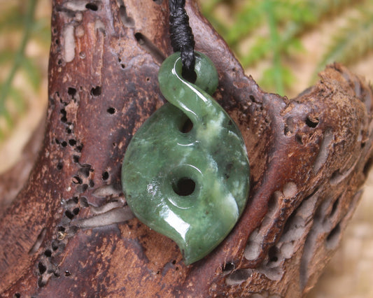 Koru Twist carved from Hapopo  Pounamu - NZ Greenstone