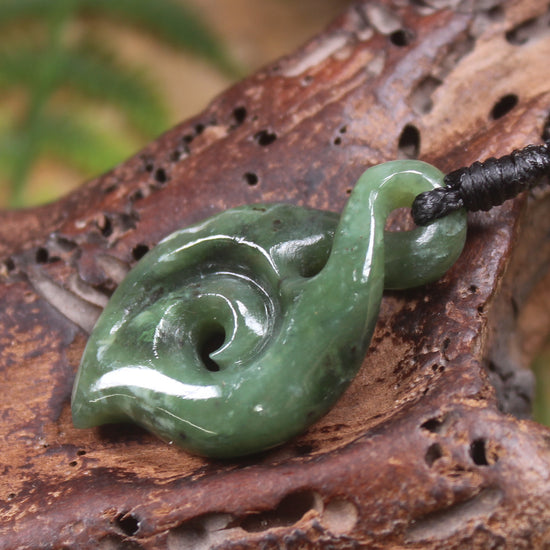 Koru Twist carved from Hapopo  Pounamu - NZ Greenstone