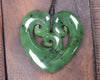 Koru Heart pendant carved from Hapopo Pounamu - NZ Greenstone