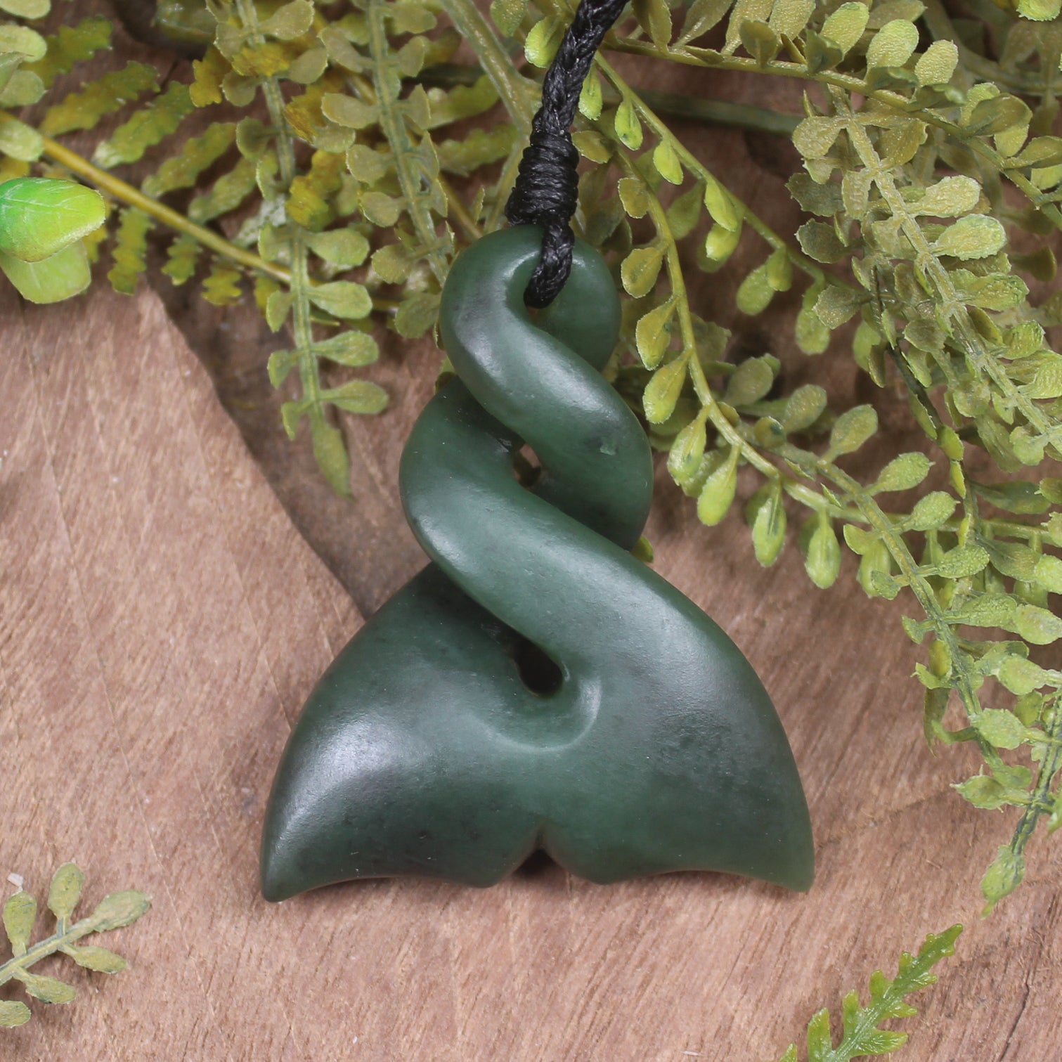 Whale Tail carved from Kawakawa Pounamu - NZ Greenstone