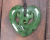 Koru Heart pendant carved from Hapopo Pounamu - NZ Greenstone