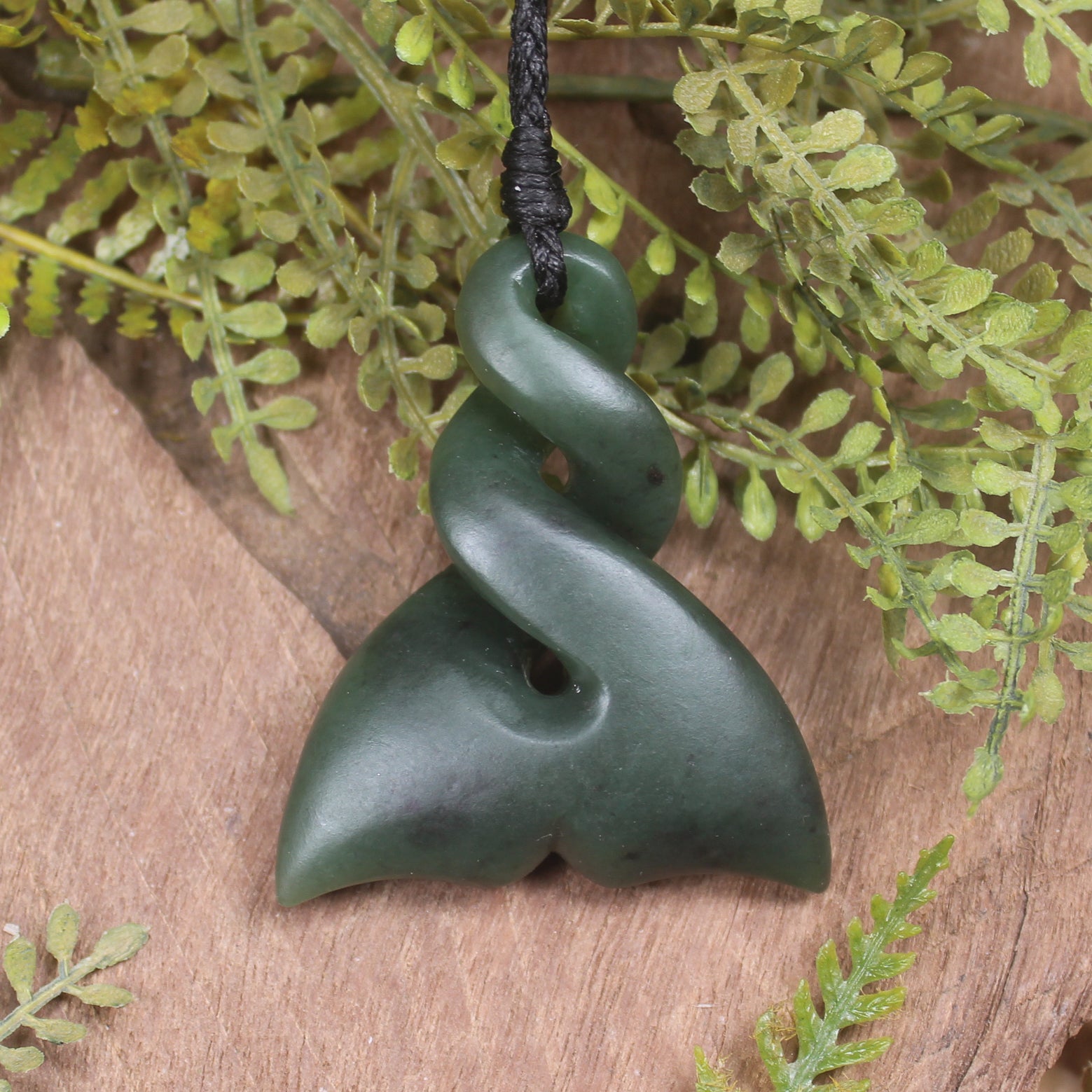 Whale Tail carved from Kawakawa Pounamu - NZ Greenstone