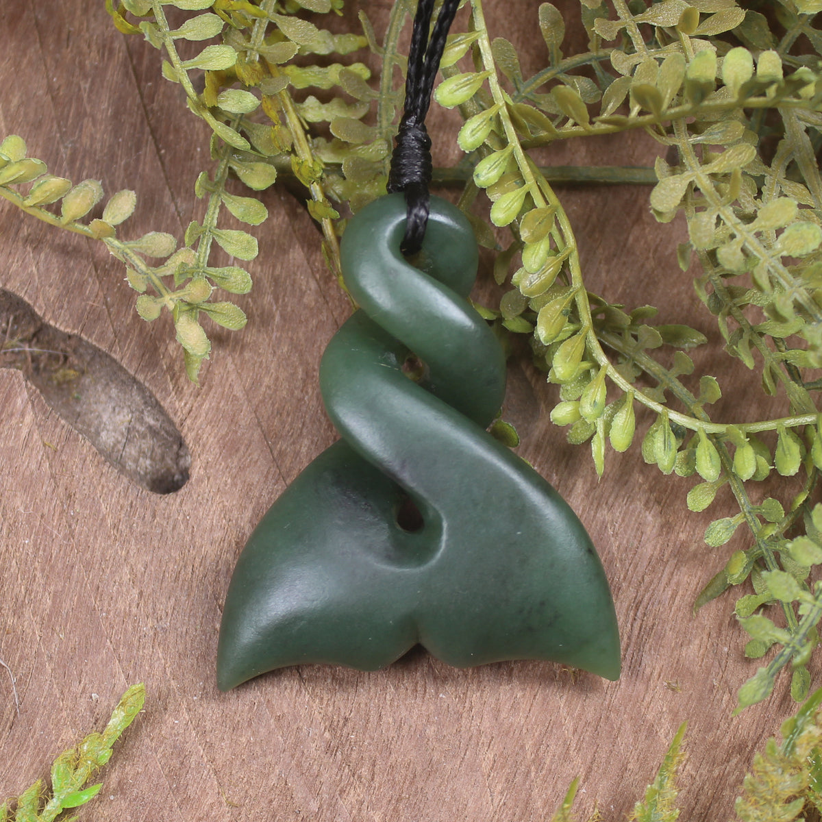 Whale Tail carved from Kawakawa Pounamu - NZ Greenstone