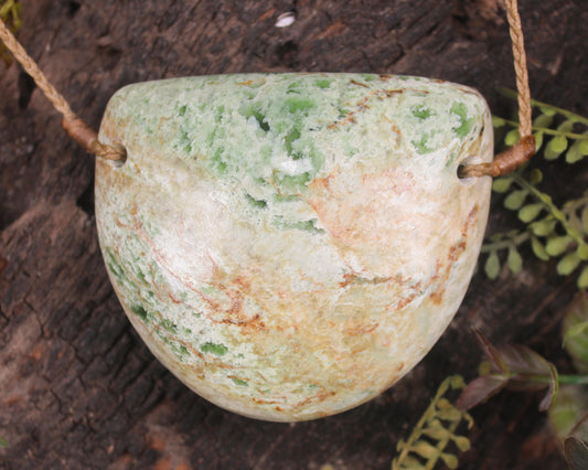 Breastplate or Shield carved from Flower Jade Pounamu - NZ Greenstone