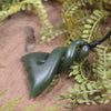 Whale Tail carved from Kawakawa Pounamu - NZ Greenstone