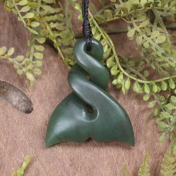 Whale Tail carved from Kawakawa Pounamu - NZ Greenstone