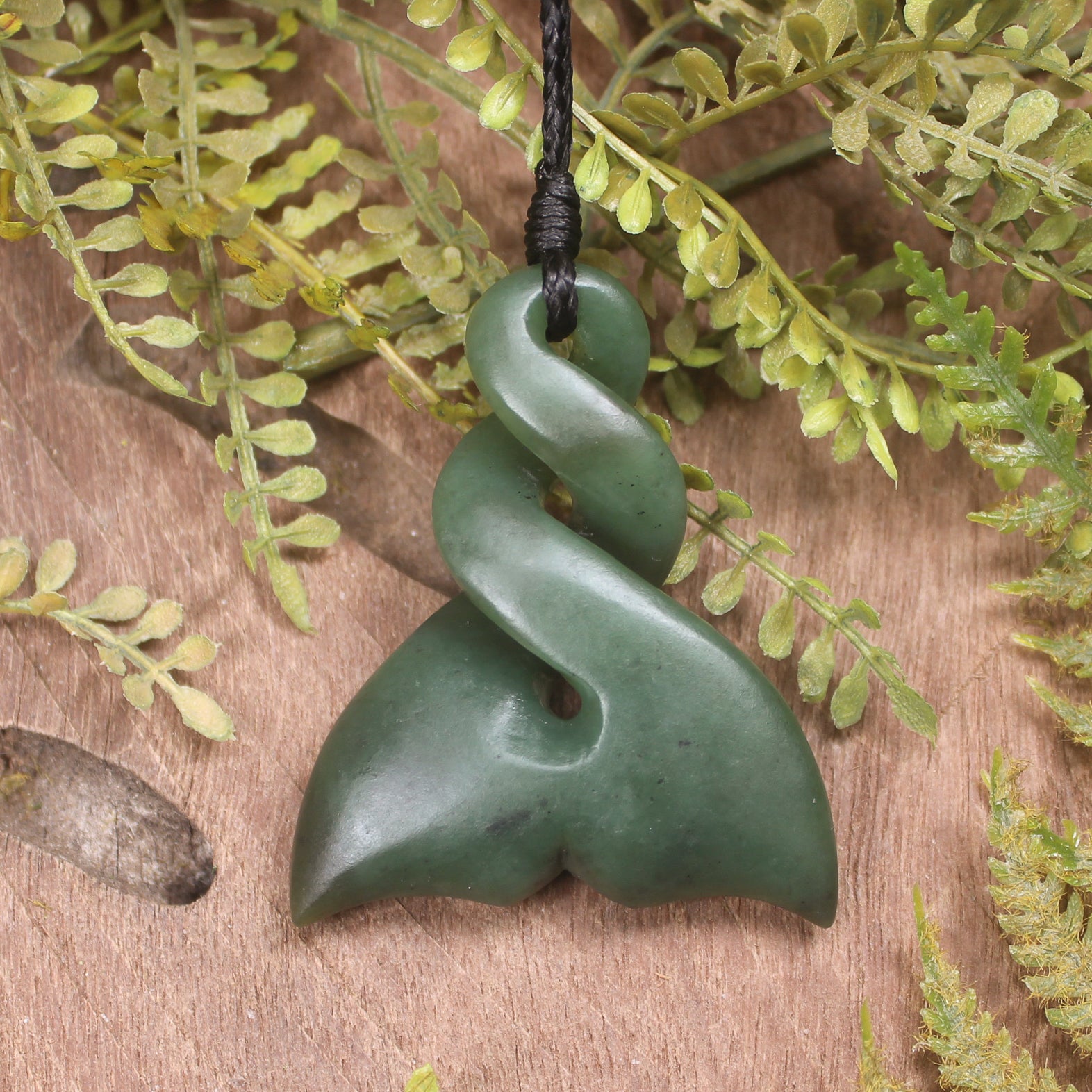 Whale Tail carved from Hapopo Pounamu - NZ Greenstone
