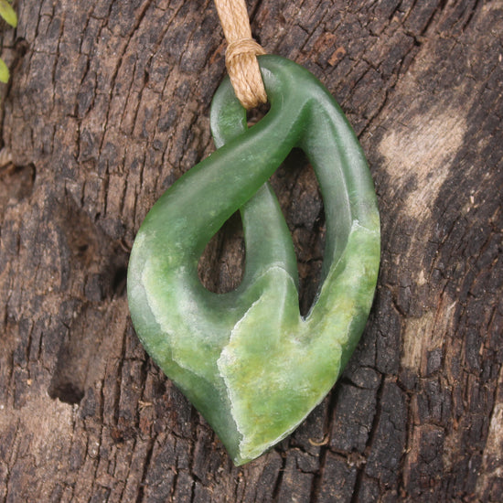 Twist Pendant carved from Kawakawa Pounamu - NZ Greenstone