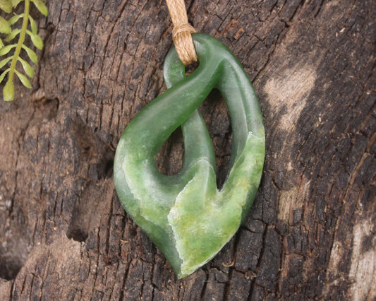 Twist Pendant carved from Kawakawa Pounamu - NZ Greenstone