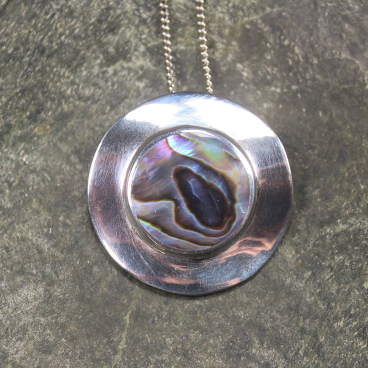 Sterling Silver Medium Pāua Shell Pendant