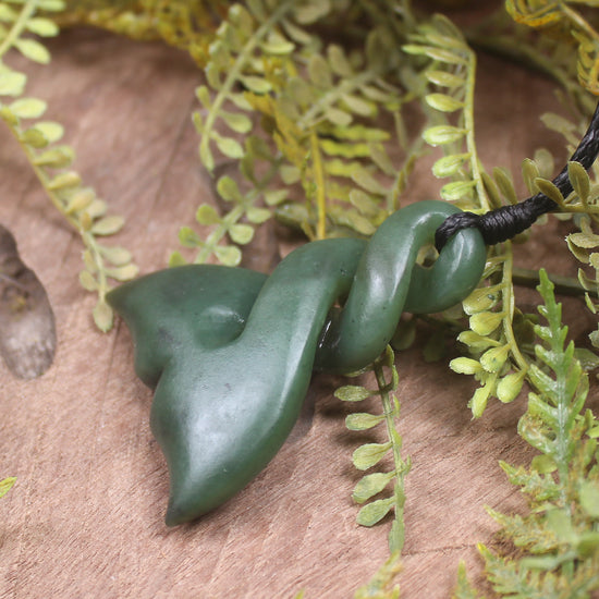 Whale Tail carved from Hapopo Pounamu - NZ Greenstone