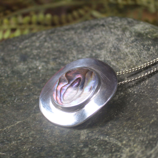 Sterling Silver Medium Pāua Shell Pendant