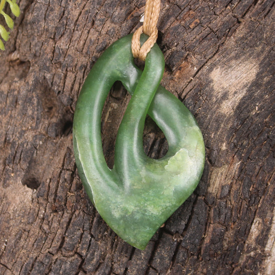 Twist Pendant carved from Kawakawa Pounamu - NZ Greenstone