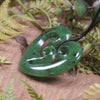 Heart with Koru carved from Hapopo Pounamu - NZ Greenstone